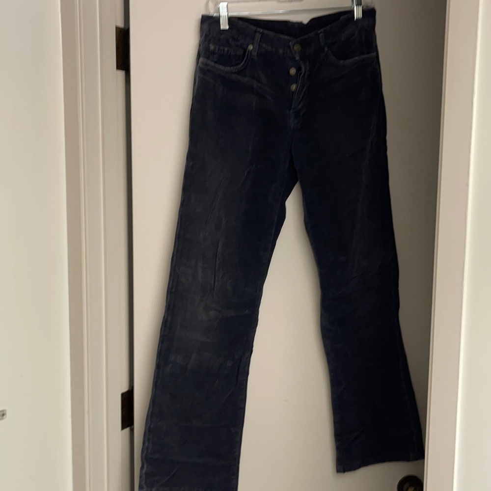 Men’s stretch button fly velvet 5 pocket denim